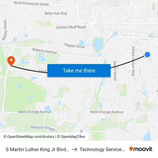 S Martin Luther King Jr Blvd at W Palmer Ave Sb to Technology Services Building (Elbit) map