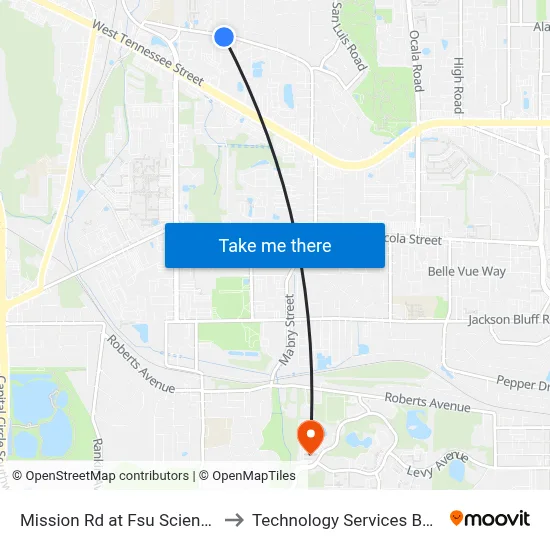 Mission Rd at Fsu Science Facility Eb to Technology Services Building (Elbit) map