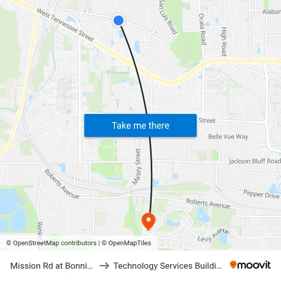 Mission Rd at Bonnie Dr Eb to Technology Services Building (Elbit) map