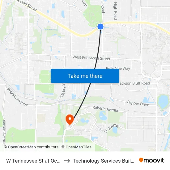 W Tennessee St at Ocala Rd Eb to Technology Services Building (Elbit) map