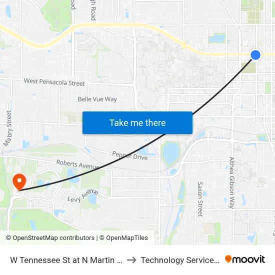 W Tennessee St at N Martin Luther King Jr Blvd Eb to Technology Services Building (Elbit) map