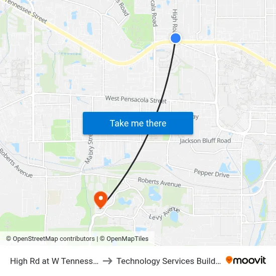 High Rd at W Tennessee St Sb to Technology Services Building (Elbit) map
