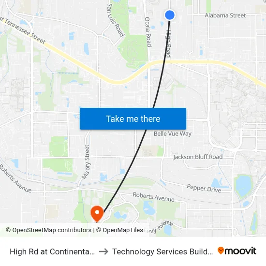 High Rd at Continental Ave Nb to Technology Services Building (Elbit) map