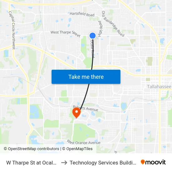 W Tharpe St at Ocala Rd Eb to Technology Services Building (Elbit) map