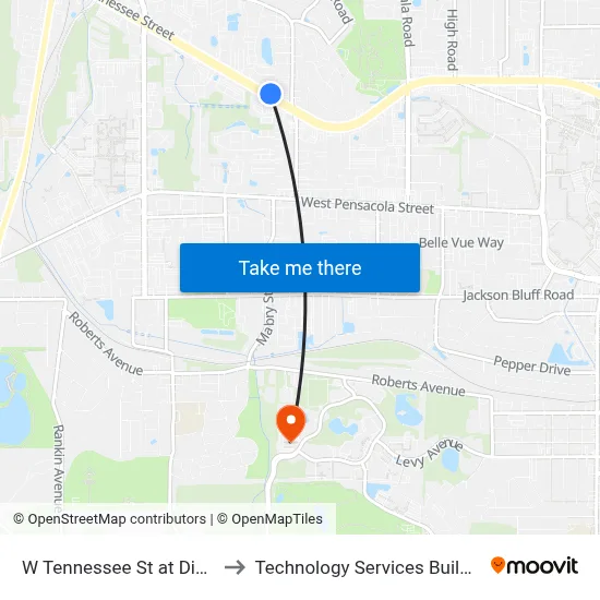 W Tennessee St at Dixie Dr Wb to Technology Services Building (Elbit) map