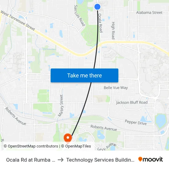 Ocala Rd at Rumba Ln Sb to Technology Services Building (Elbit) map