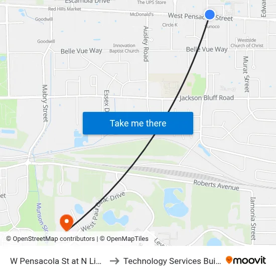 W Pensacola St at N Lipona Rd Wb to Technology Services Building (Elbit) map