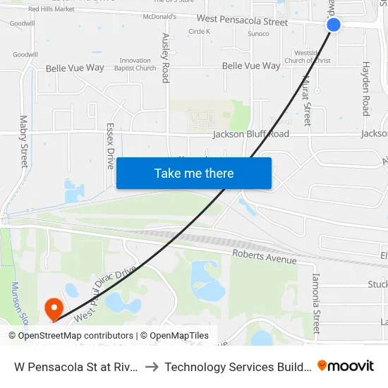 W Pensacola St at Rivoli Rd Eb to Technology Services Building (Elbit) map