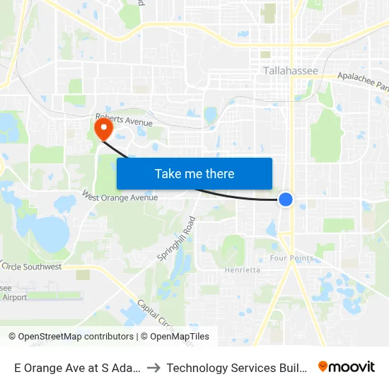E Orange Ave at S Adams St Eb to Technology Services Building (Elbit) map