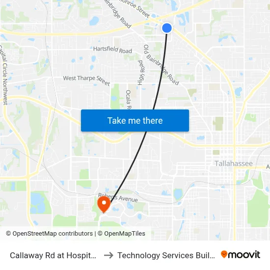 Callaway Rd at Hospitality Rd Sb to Technology Services Building (Elbit) map
