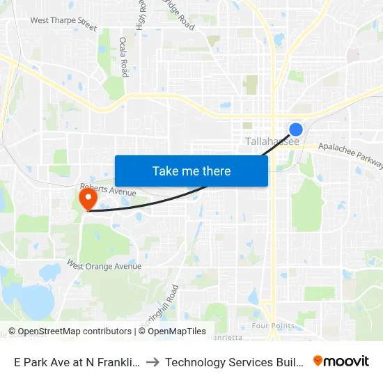 E Park Ave at N Franklin Blvd Eb to Technology Services Building (Elbit) map