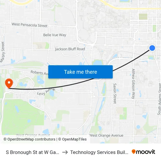 S Bronough St at W Gaines St Sb to Technology Services Building (Elbit) map