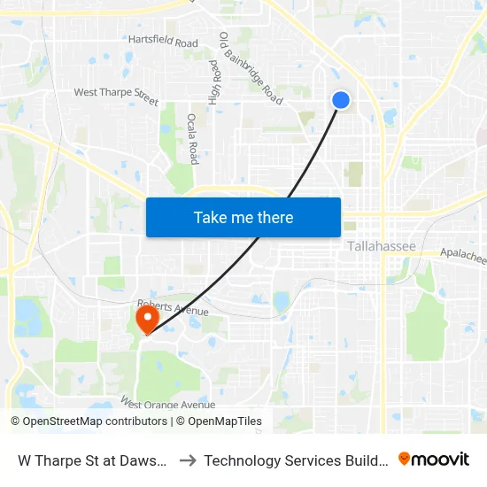 W Tharpe St at Dawsey St Wb to Technology Services Building (Elbit) map