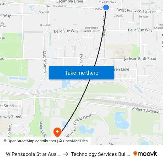 W Pensacola St at Ausley Rd Wb to Technology Services Building (Elbit) map