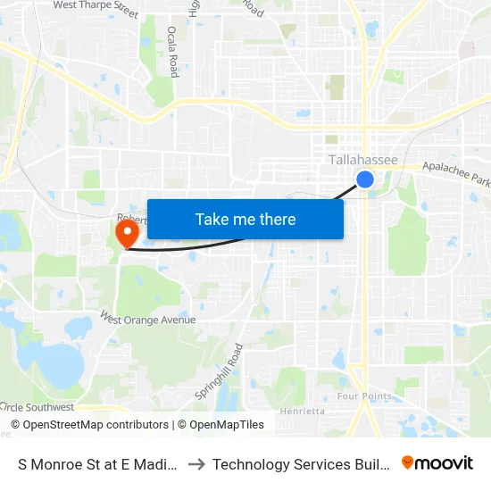 S Monroe St at E Madison St Nb to Technology Services Building (Elbit) map