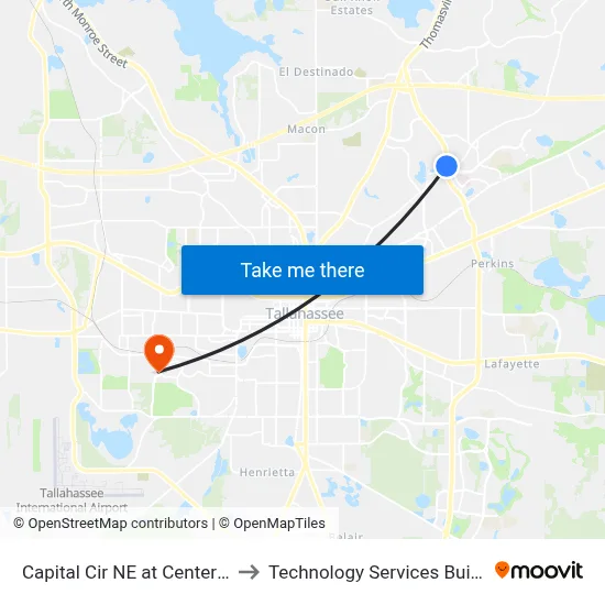 Capital Cir NE at Centerville Rd Nb to Technology Services Building (Elbit) map