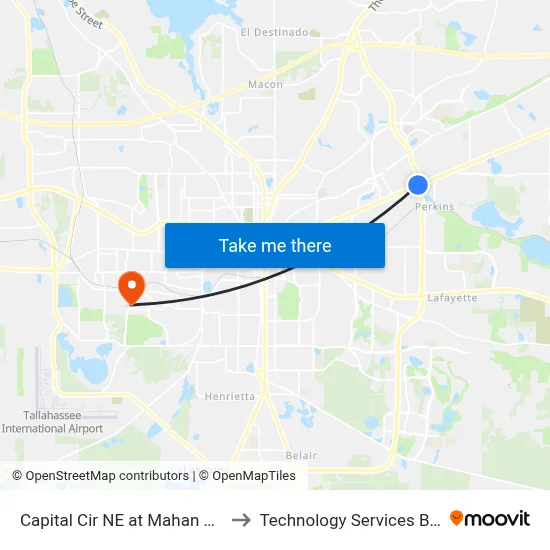 Capital Cir NE at Mahan Dr Sb Near Side to Technology Services Building (Elbit) map