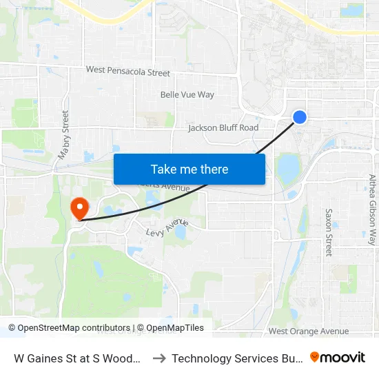 W Gaines St at S Woodward Ave Wb to Technology Services Building (Elbit) map