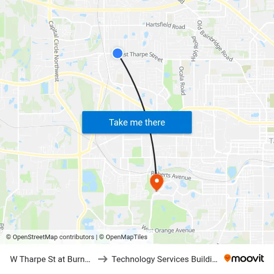 W Tharpe St at Burns Dr Wb to Technology Services Building (Elbit) map