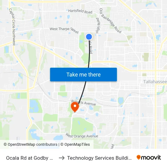 Ocala Rd at Godby High Sb to Technology Services Building (Elbit) map