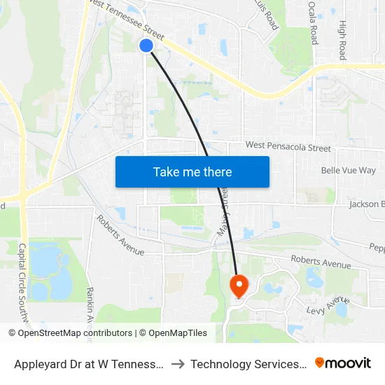 Appleyard Dr at W Tennessee St Nb Near Side to Technology Services Building (Elbit) map