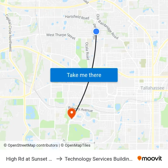 High Rd at Sunset Ln Nb to Technology Services Building (Elbit) map