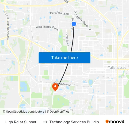 High Rd at Sunset Ln Sb to Technology Services Building (Elbit) map