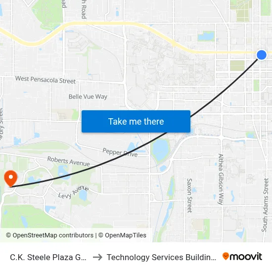 C.K. Steele Plaza Gate 10 to Technology Services Building (Elbit) map
