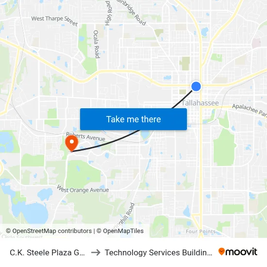 C.K. Steele Plaza Gate 13 to Technology Services Building (Elbit) map