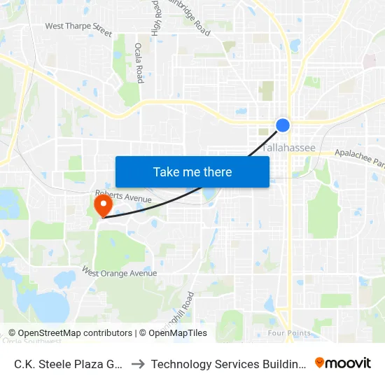 C.K. Steele Plaza Gate 22 to Technology Services Building (Elbit) map