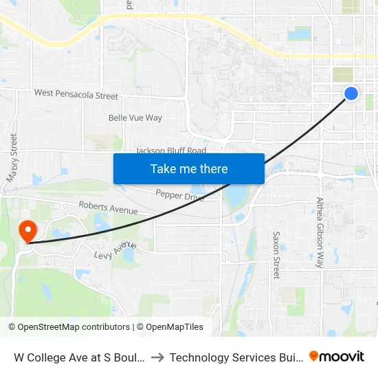 W College Ave at S Boulevard St Eb to Technology Services Building (Elbit) map