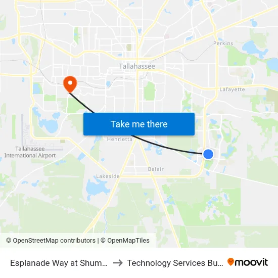 Esplanade Way at Shumard Oak Blvd to Technology Services Building (Elbit) map