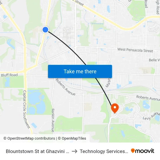 Blountstown St at Ghazvini Learning Center Nb to Technology Services Building (Elbit) map
