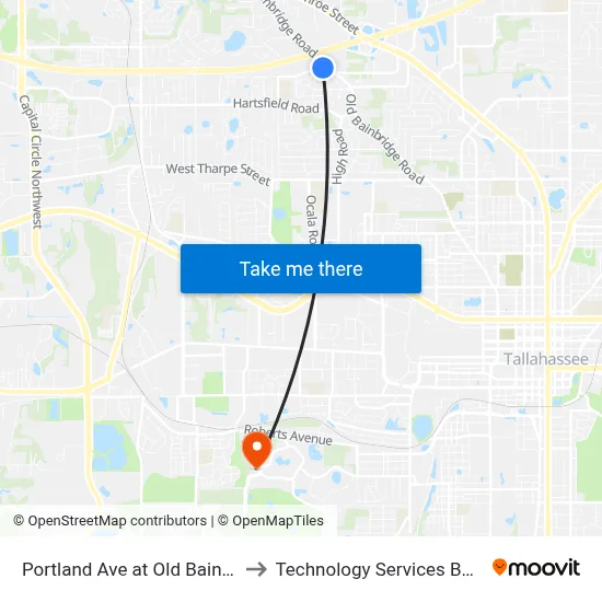 Portland Ave at Old Bainbridge Rd Eb to Technology Services Building (Elbit) map