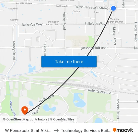 W Pensacola St at Atkinson Dr Eb to Technology Services Building (Elbit) map