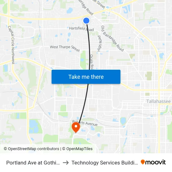 Portland Ave at Gothic Dr Wb to Technology Services Building (Elbit) map