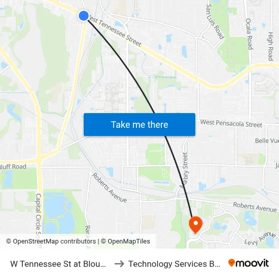W Tennessee St at Blountstown St Eb to Technology Services Building (Elbit) map