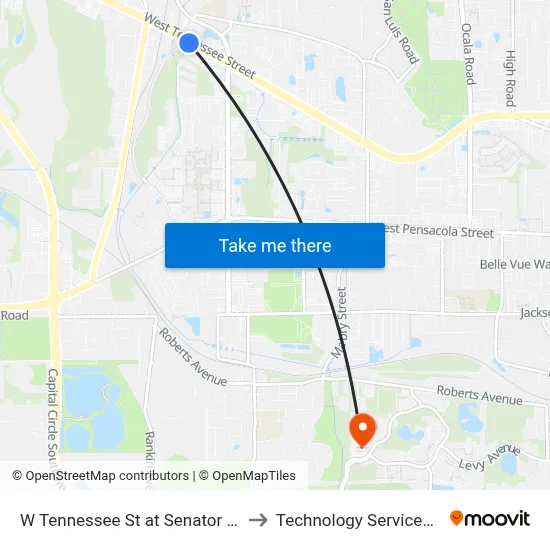 W Tennessee St at Senator Pat Thomas Blvd Eb to Technology Services Building (Elbit) map