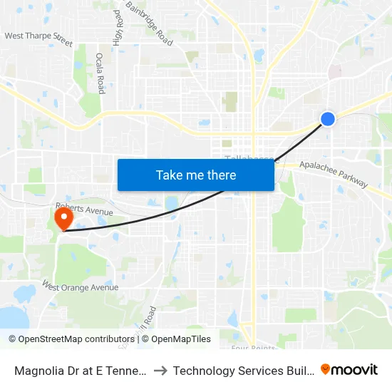 Magnolia Dr at E Tennessee St Sb to Technology Services Building (Elbit) map