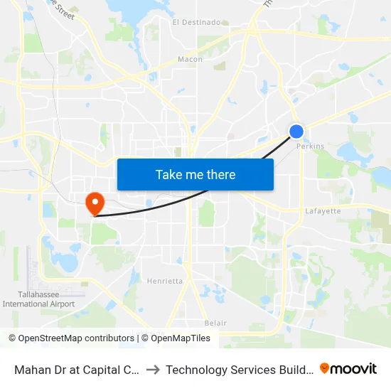 Mahan Dr at Capital Cir NE Wb to Technology Services Building (Elbit) map