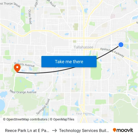Reece Park Ln at E Park Ave Sb to Technology Services Building (Elbit) map
