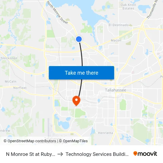 N Monroe St at Ruby Rd Sb to Technology Services Building (Elbit) map