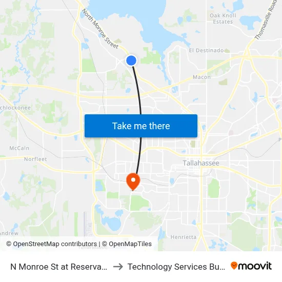 N Monroe St at Reservation Trail Nb to Technology Services Building (Elbit) map