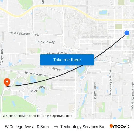 W College Ave at S Bronough St Wb to Technology Services Building (Elbit) map