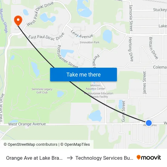 Orange Ave at Lake Bradford Rd Wb to Technology Services Building (Elbit) map
