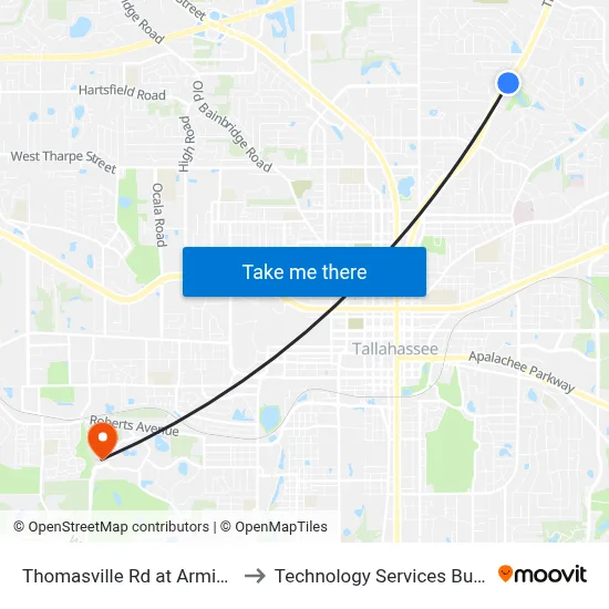 Thomasville Rd at Armistead Rd Nb to Technology Services Building (Elbit) map