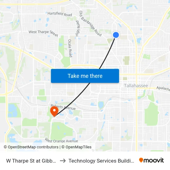 W Tharpe St at Gibbs Dr Eb to Technology Services Building (Elbit) map