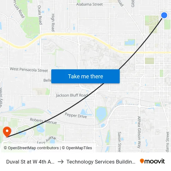 Duval St at W 4th Ave Nb to Technology Services Building (Elbit) map