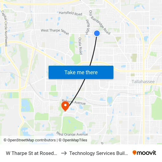 W Tharpe St at Rosedale Dr Wb to Technology Services Building (Elbit) map