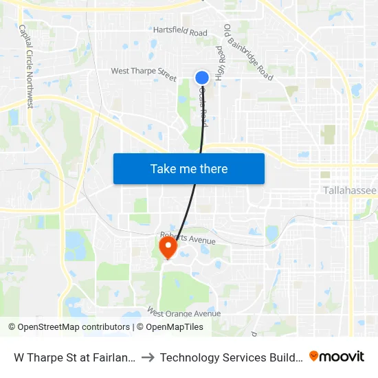 W Tharpe St at Fairlane Rd Wb to Technology Services Building (Elbit) map